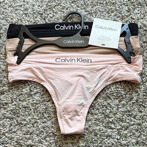Calvin Klein Thong Trio in Black, Beige, and Light Pink